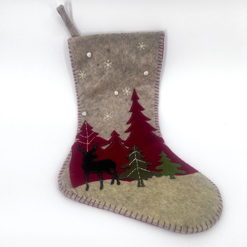 Hobby Lobby Felted Christmas Tree Forest Scene Mantle Stocking Holiday Decor